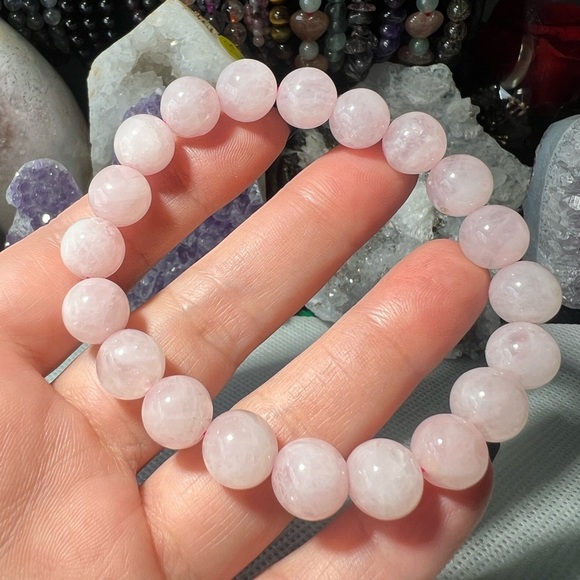 10MM Rose Quartz Pink Beaded Bracelet 6.75" Natural Reiki Crystal Love Stone - Picture 2 of 4